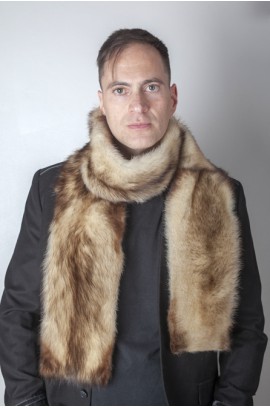 Polecat fitchew fur stole-scarf, cream